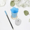 Wall-Mounted Flexible Silicone Toilet Brush with Holder