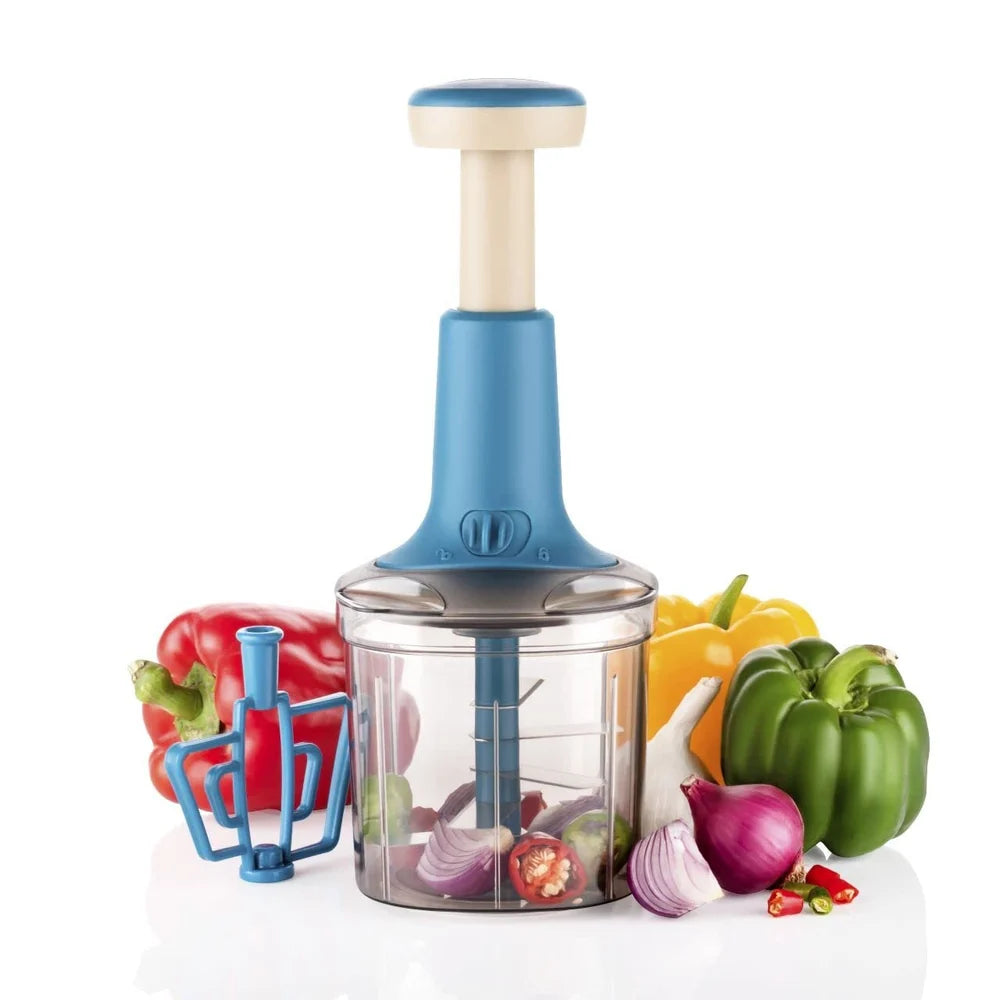 Manual Hand Press 4-Blade Vegetable & Onion Chopper for Kitchen