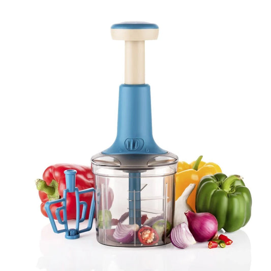 Manual Hand Press 4-Blade Vegetable & Onion Chopper for Kitchen