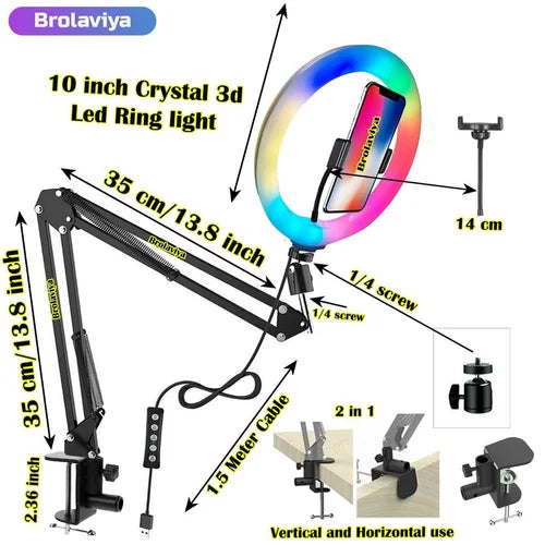 Flexible Phone Stand with Ring Light