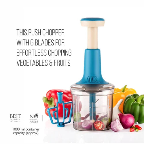 Manual Hand Press 4-Blade Vegetable & Onion Chopper for Kitchen