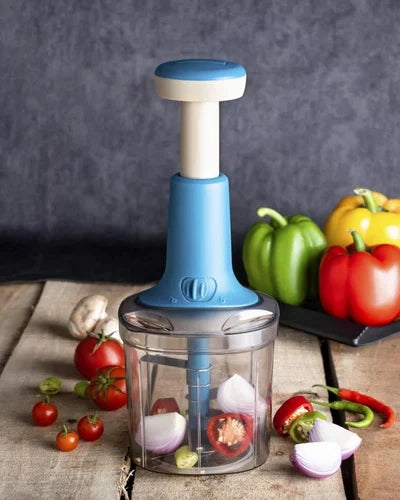 Manual Hand Press 4-Blade Vegetable & Onion Chopper for Kitchen