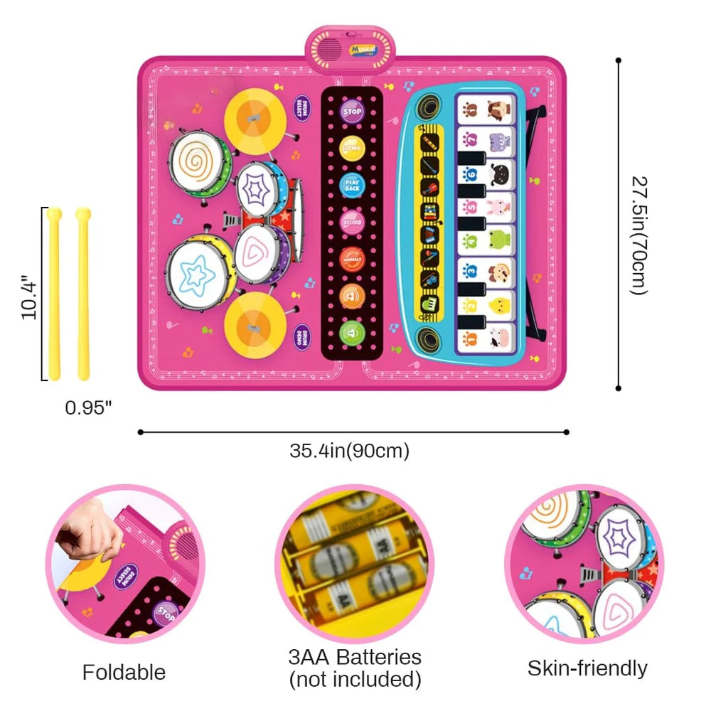Foldable Educational Musical Floor Piano Mat for Kids