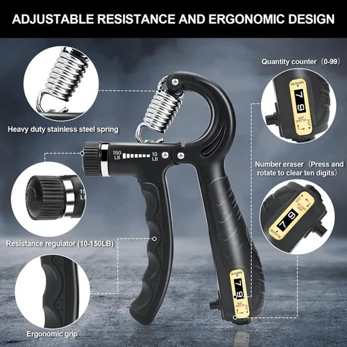 Adjustable Hand Grip Strengthener with Counter