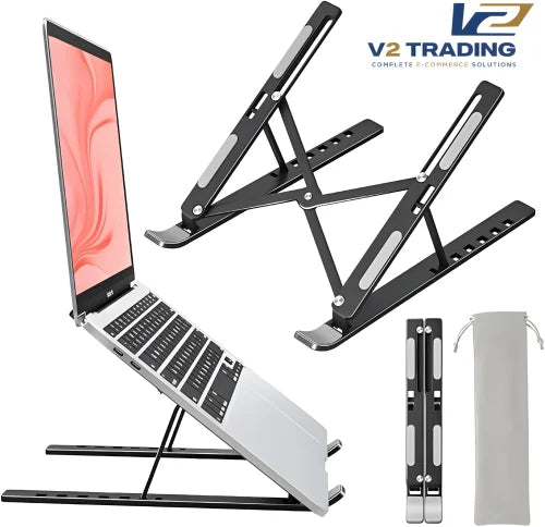 Portable & Foldable Aluminum Laptop Stand with Adjustable Height & Overheating Protection