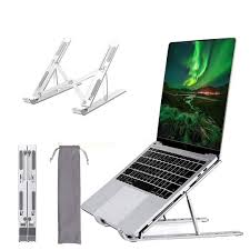 Portable & Foldable Aluminum Laptop Stand with Adjustable Height & Overheating Protection
