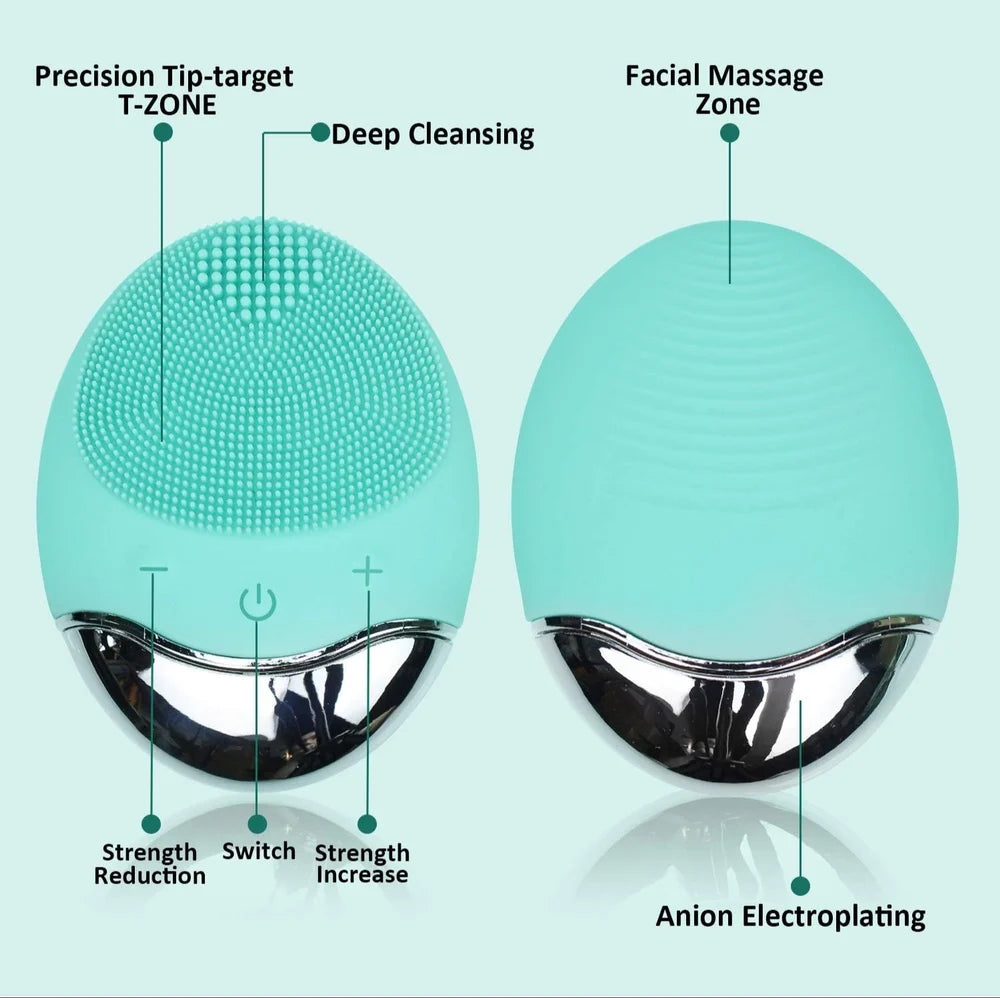 Electric Silicone Facial Cleansing Brush & Skin Massager