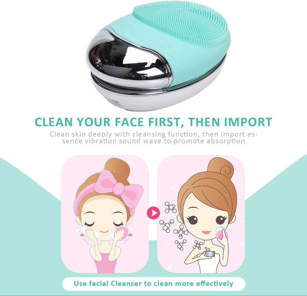 Electric Silicone Facial Cleansing Brush & Skin Massager