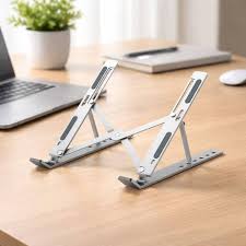 Portable & Foldable Aluminum Laptop Stand with Adjustable Height & Overheating Protection