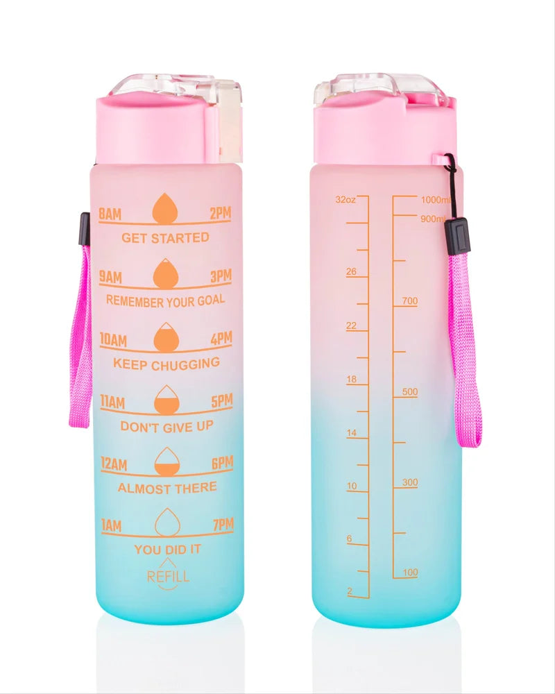 1 Litre Motivational Fitness Water Bottle with Time Marker