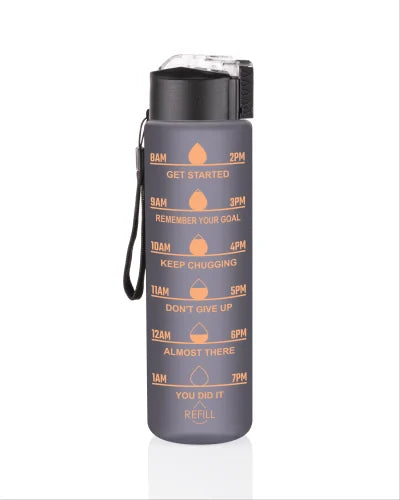 1 Litre Motivational Fitness Water Bottle with Time Marker