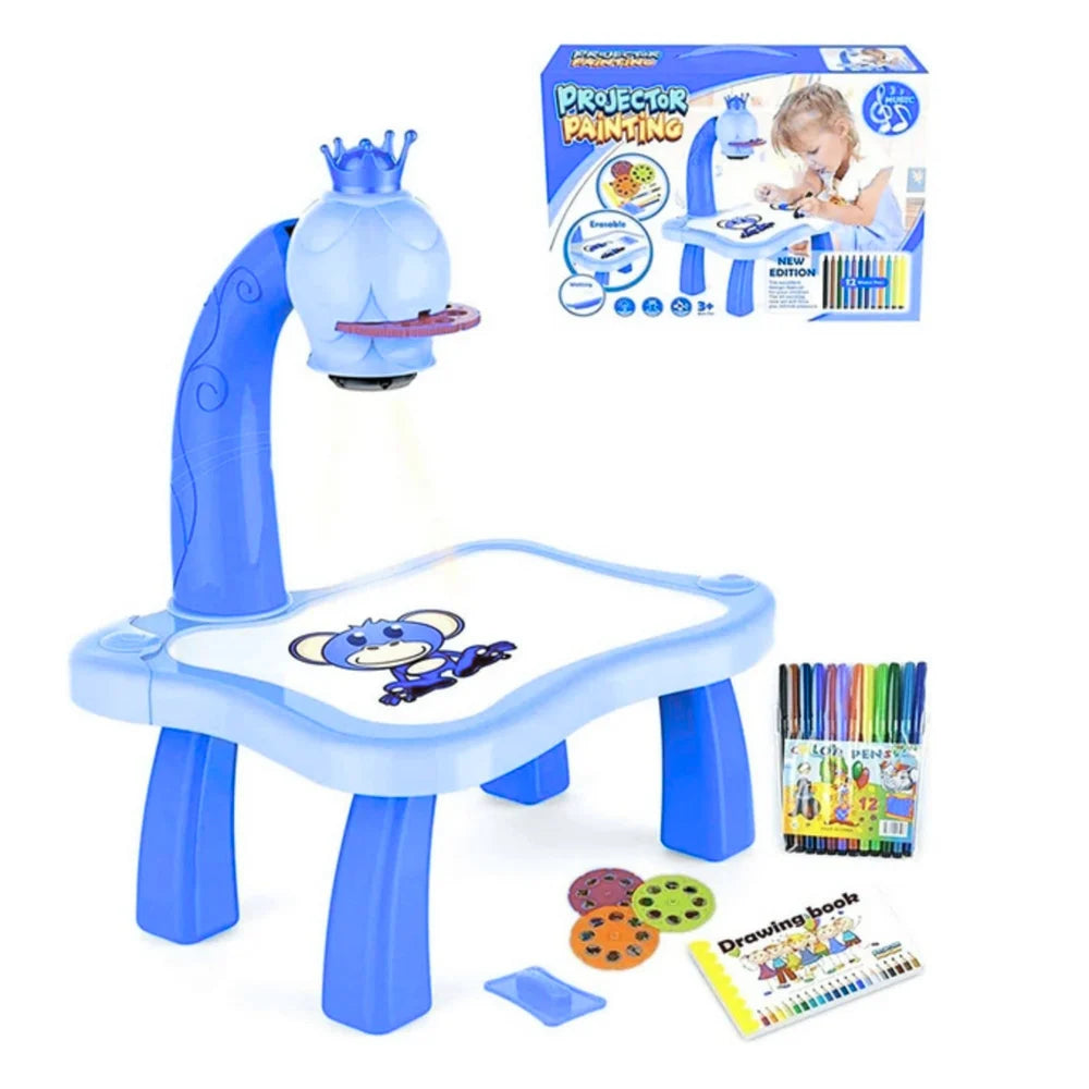 Kids Educational Projection Drawing Desk with Light & Music