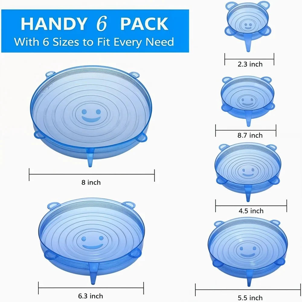 Reusable Silicone Stretchable Food Storage Lids (Set of 6)