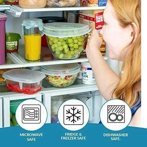 Reusable Silicone Stretchable Food Storage Lids (Set of 6)
