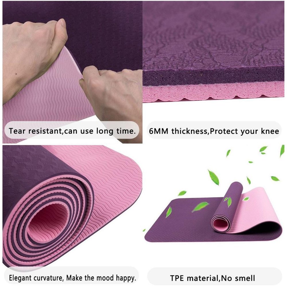 Portable 6mm Anti-Slip Exercise & Yoga Mat for Home Workout