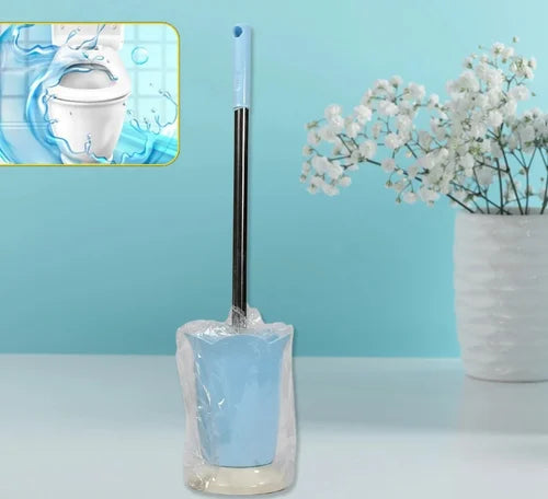Wall-Mounted Flexible Silicone Toilet Brush with Holder